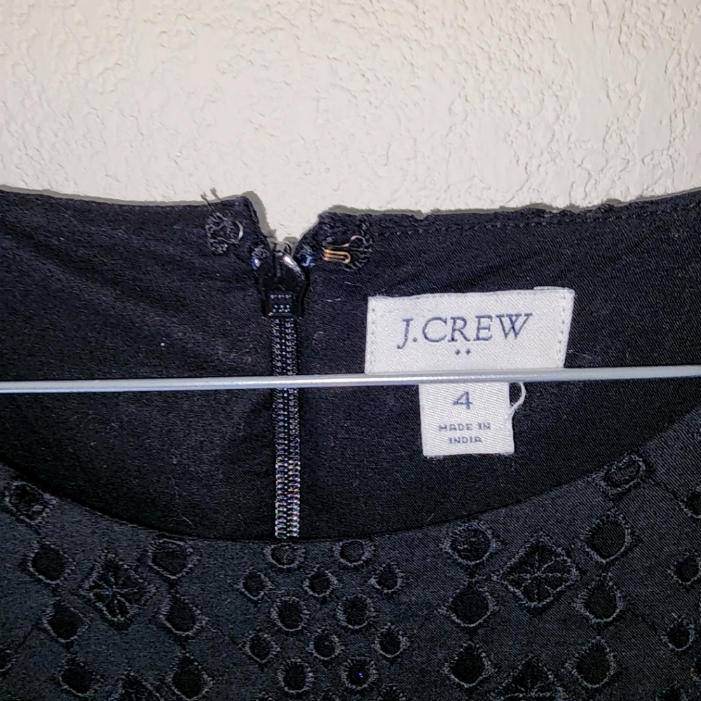 J.Crew Black Cotton Eyelet Embroidered Tiered Sleeveless Midi Dress Sz 4 - Picture 4 of 8